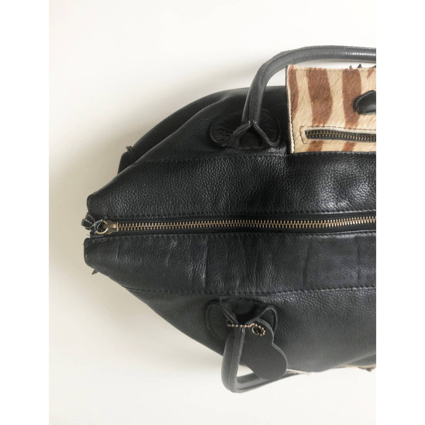 Vintage Black Leather Duffle Bag | Sofia C. Brown Leather Weekender Bag