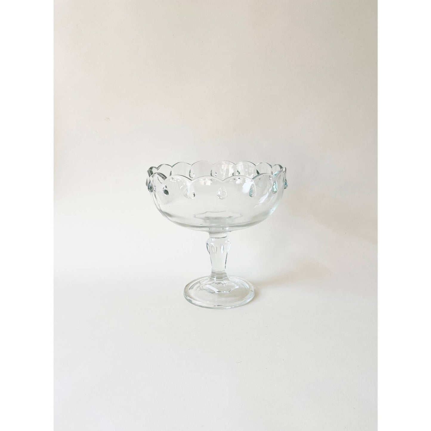 Vintage Clear Glass Classic Pedestal Bowl