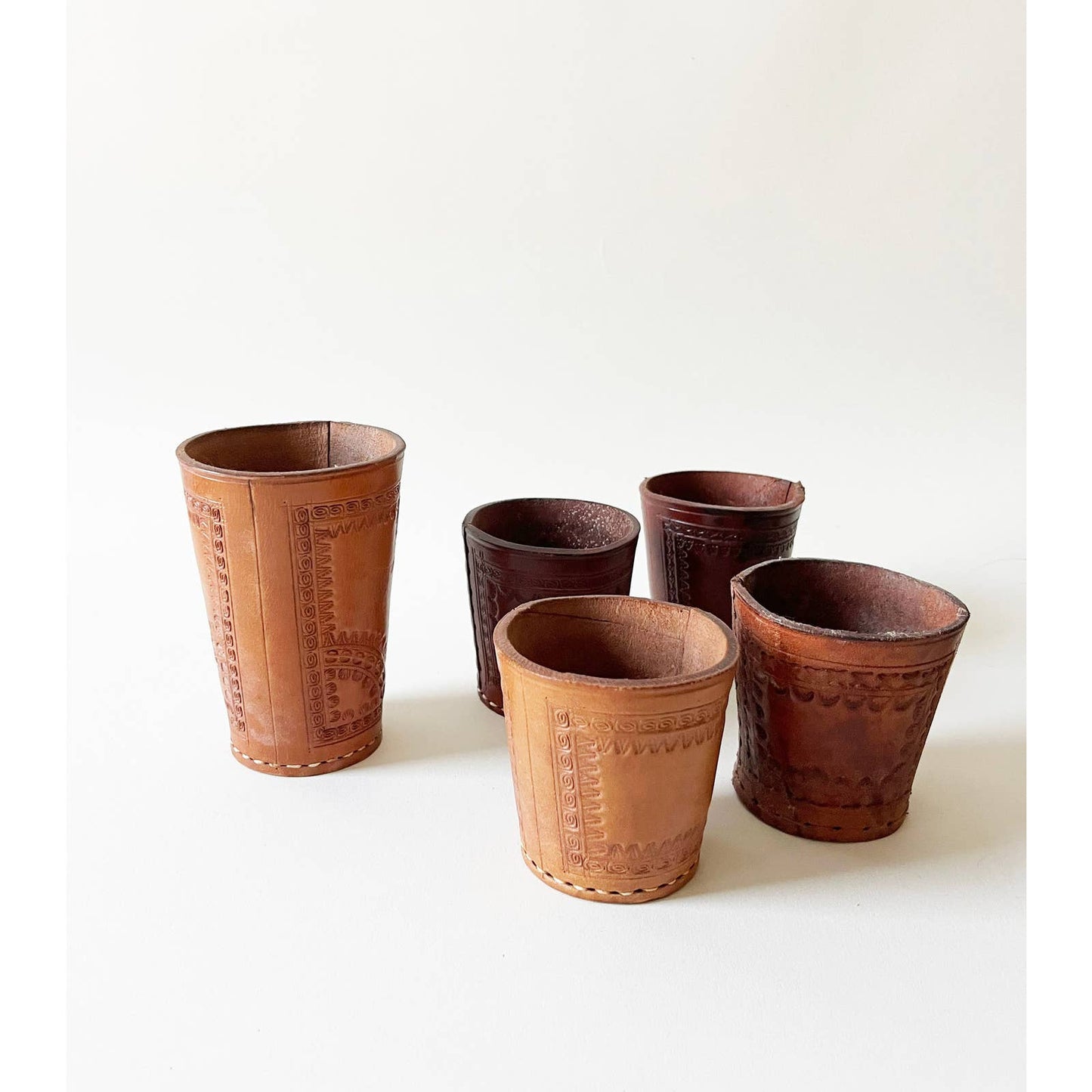 Leather Stamped Decorative Cups