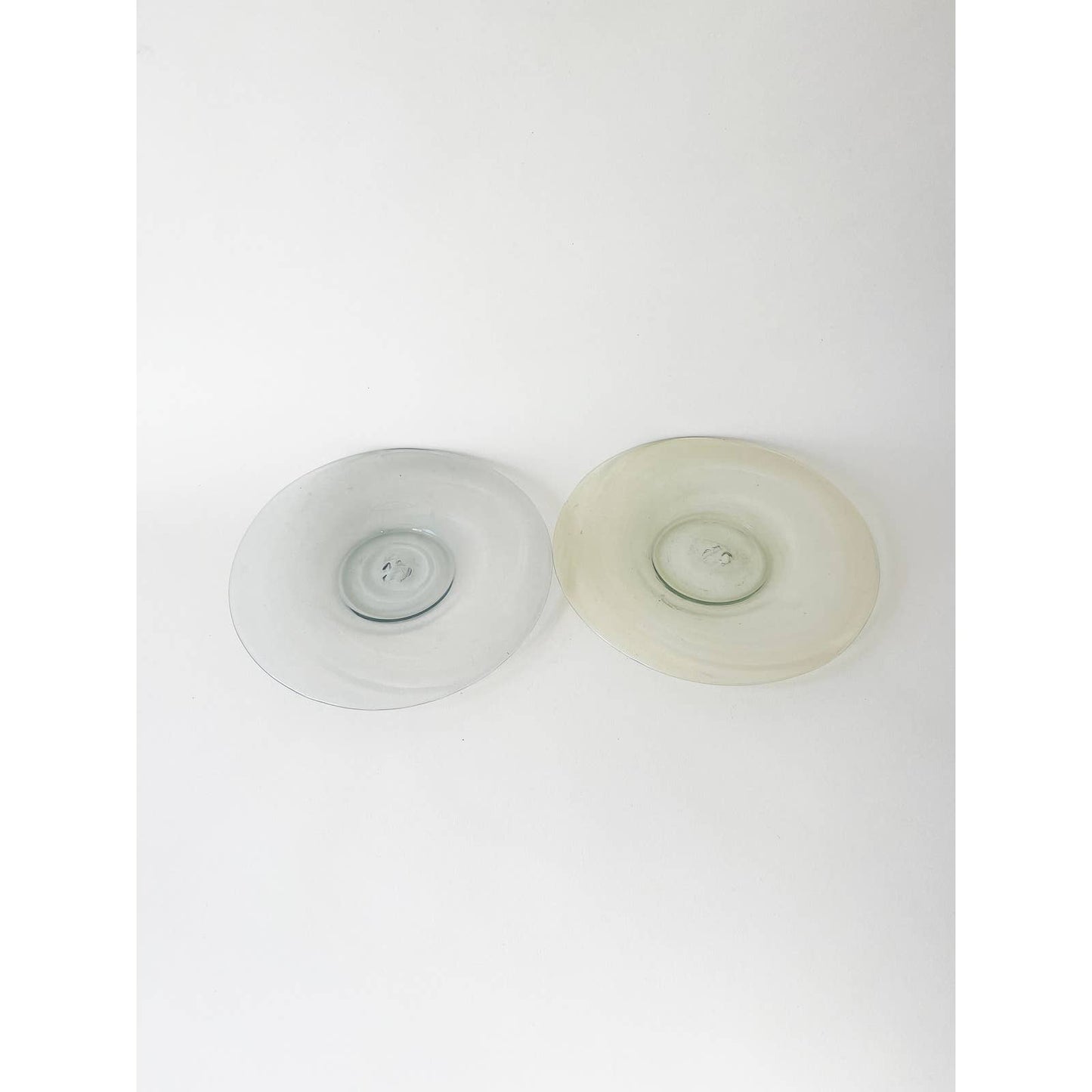 Vintage Clear Handblown Set of 2 Modernist Plates