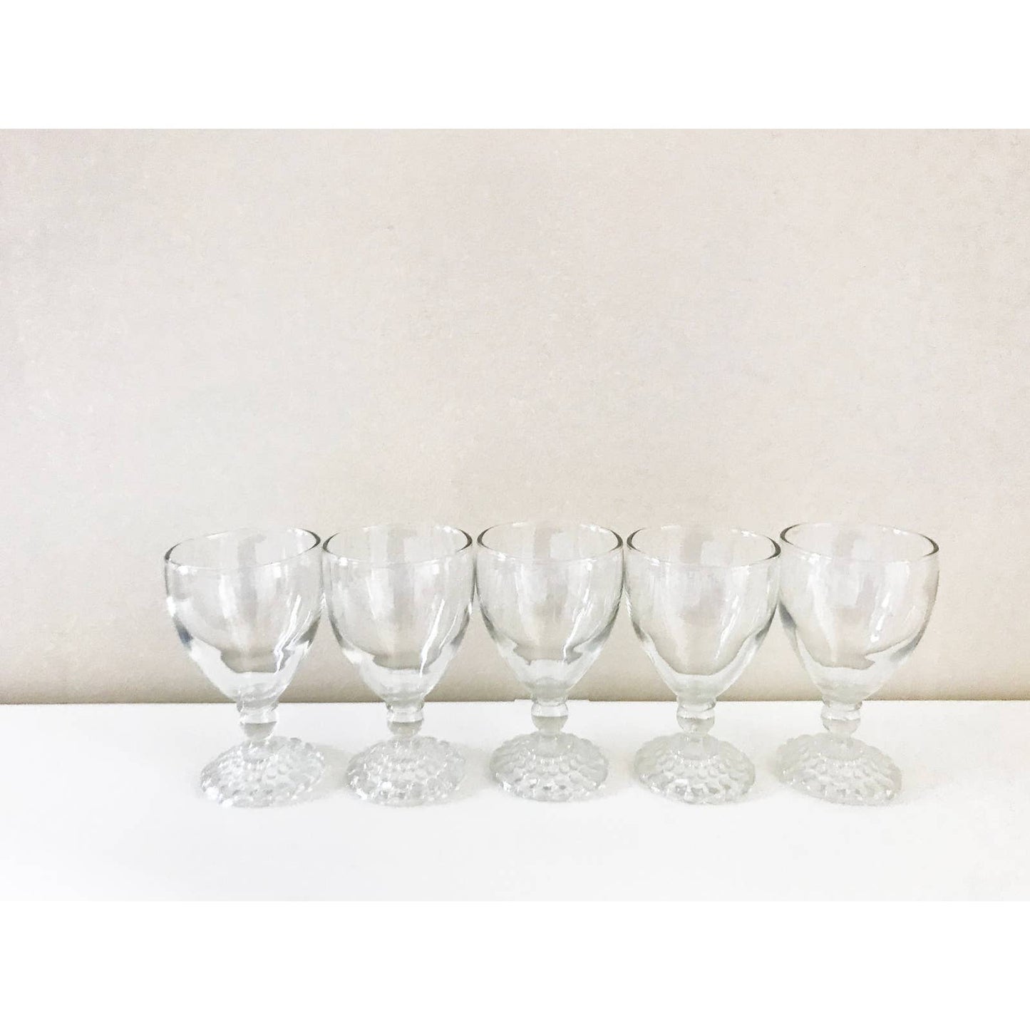Decorative Mini Shot Clear Wine Drinking Glassed - Set of 5 - Vintage