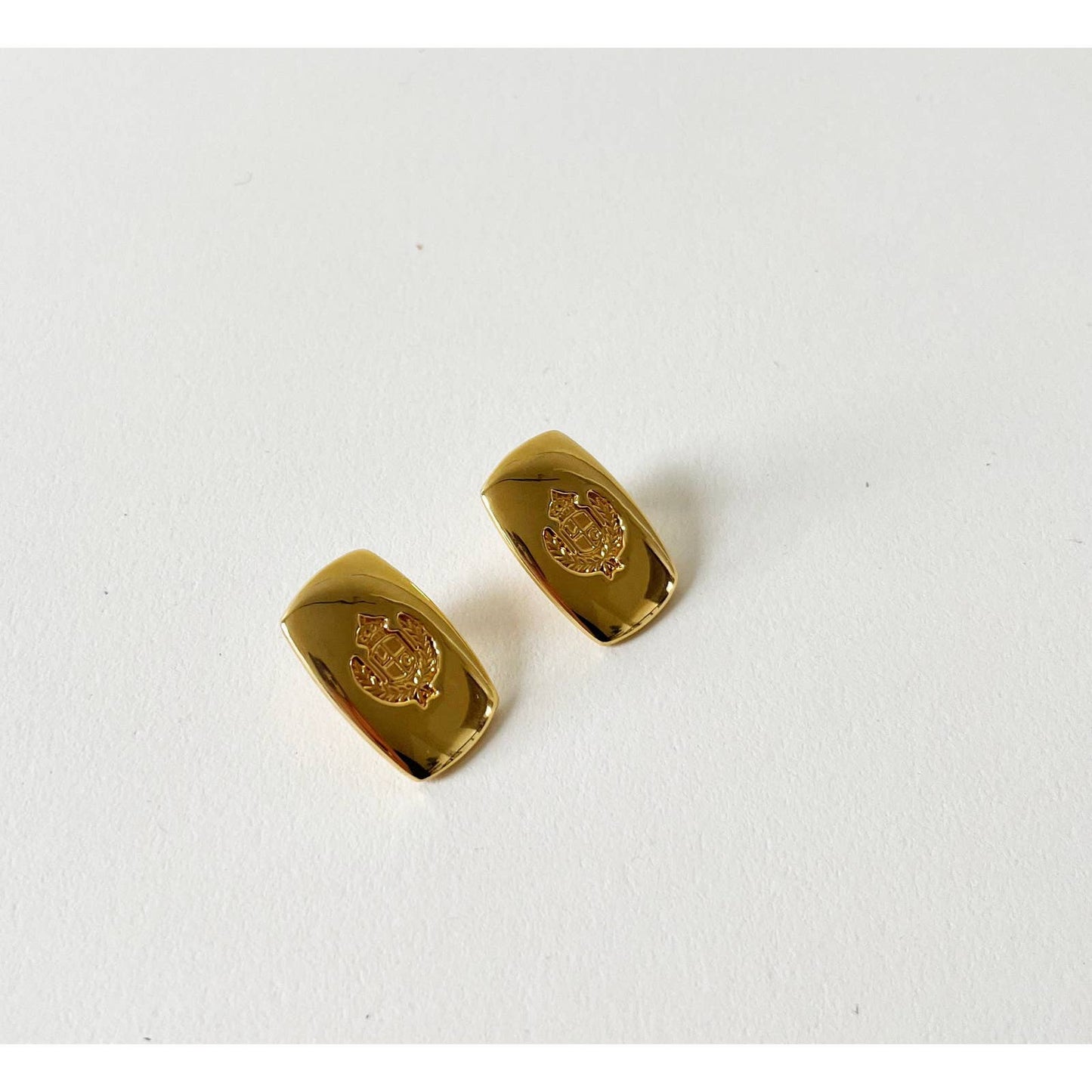Vintage 90s Gold Statement Earrings w/ Crest