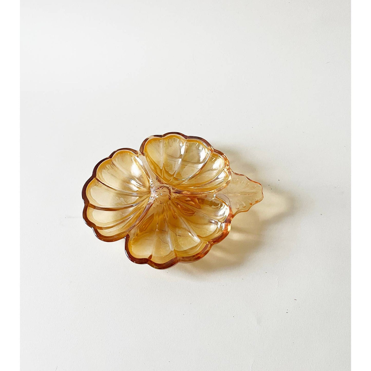 Vintage Iridescent Gold Floral Trinket Ring Dish