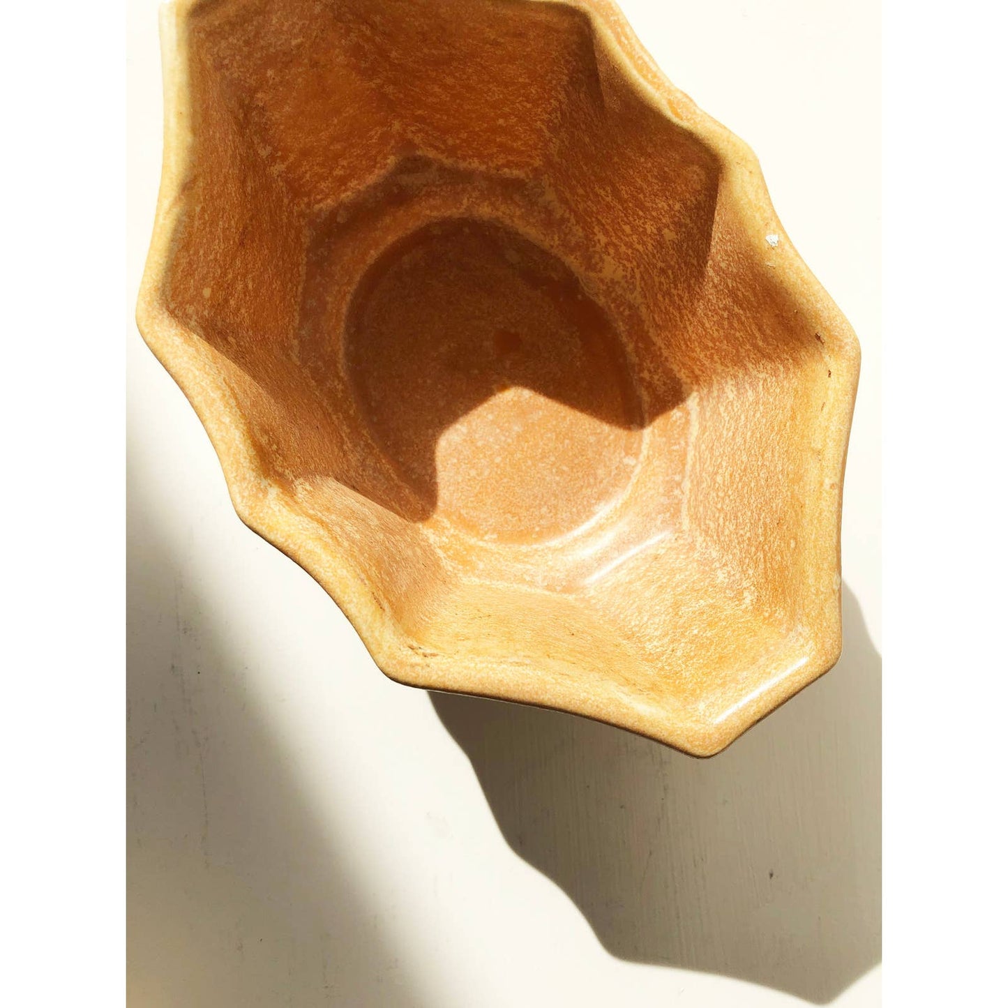 USA Mid-Century Planter | Orange Sponge Vintage Floral Pottery | USA 447 | Small Fluted Scalloped Shape Flower Vase