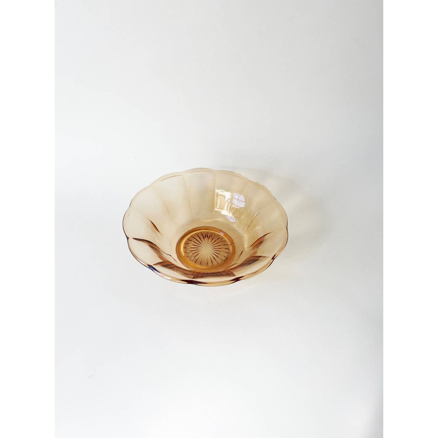 Vintage Orange Scalloped Glass Decorative Bowl