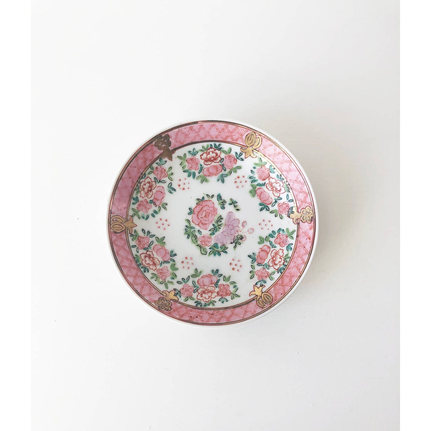 Vintage Floral Pink Decorative Ring Dish