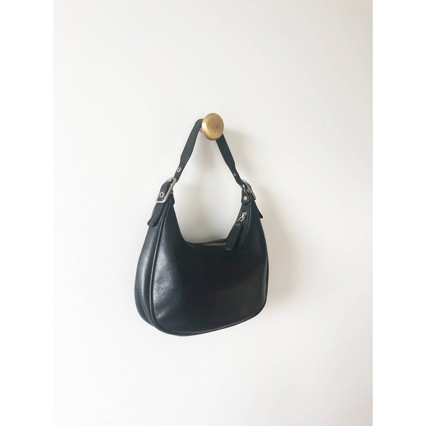 Vintage Black Coach Shoulder Bag | Silver Buckle Ergo Style Coach Bag | Y2k Modern Purse