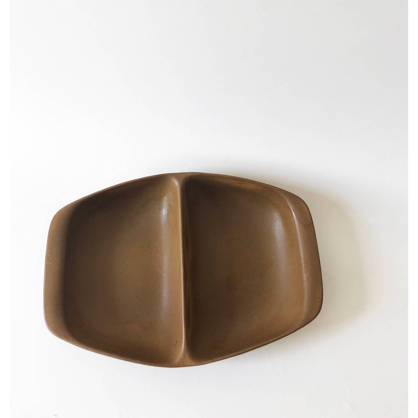 Vintage Brown Ceramic Serving Plater w Divider