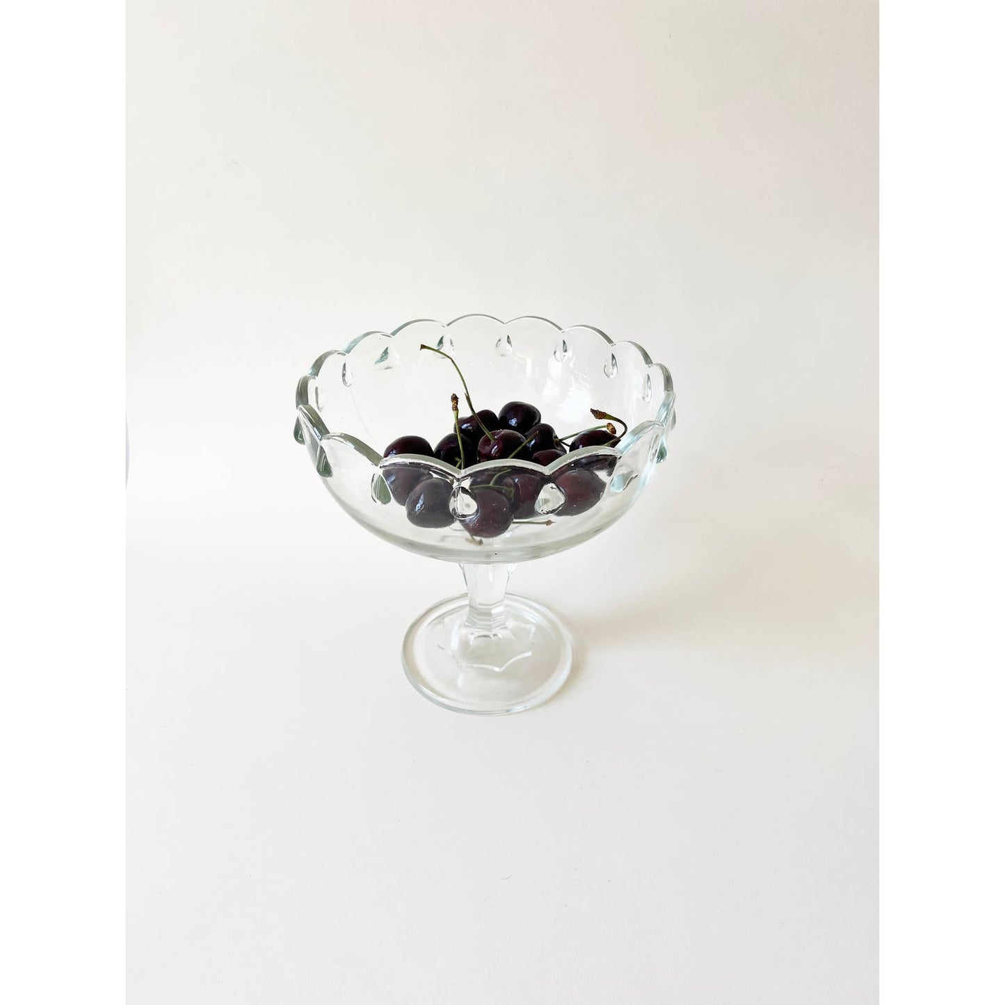 Vintage Clear Glass Classic Pedestal Bowl