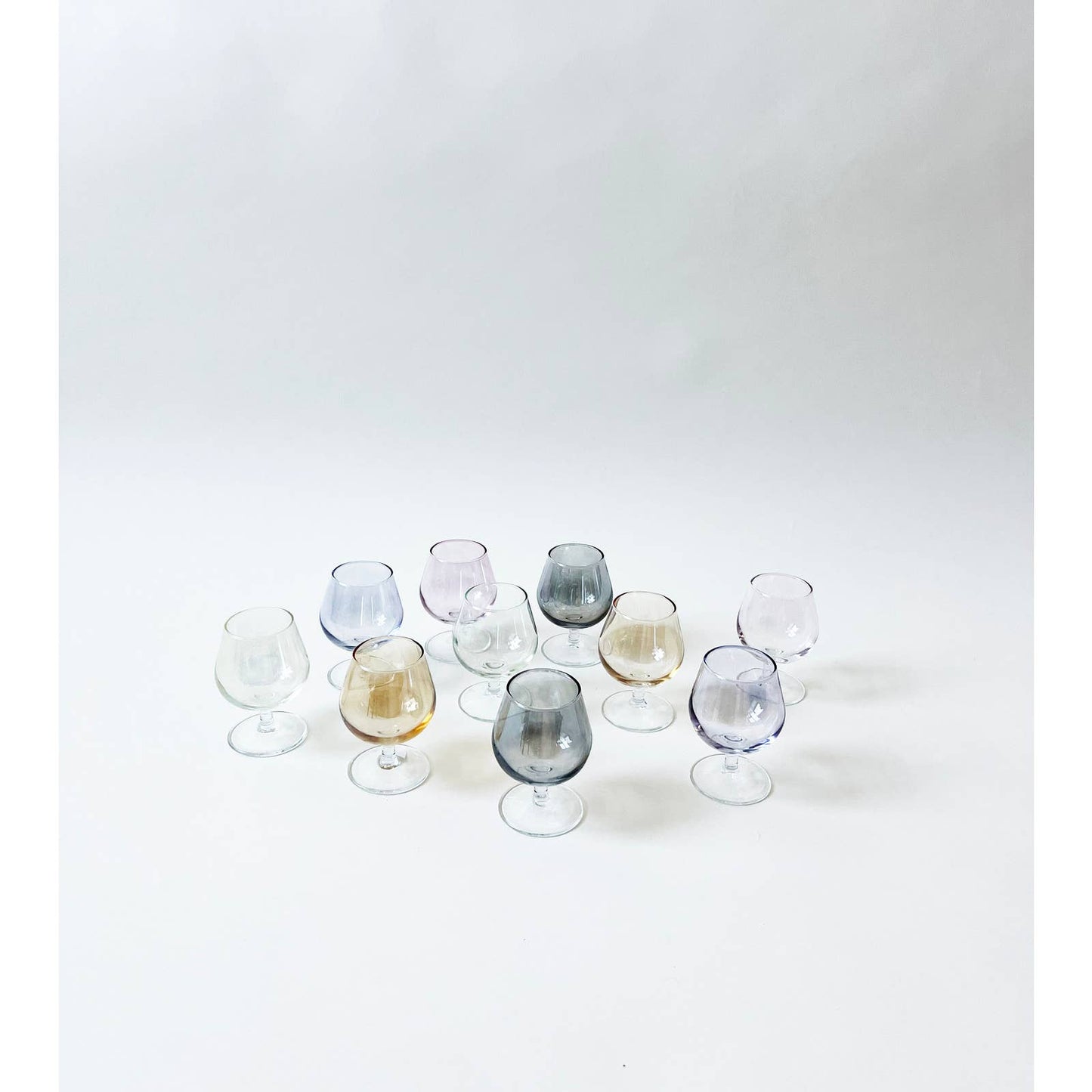 Modernist 80s Mini  Colorful Wine Set of 10 Glasses