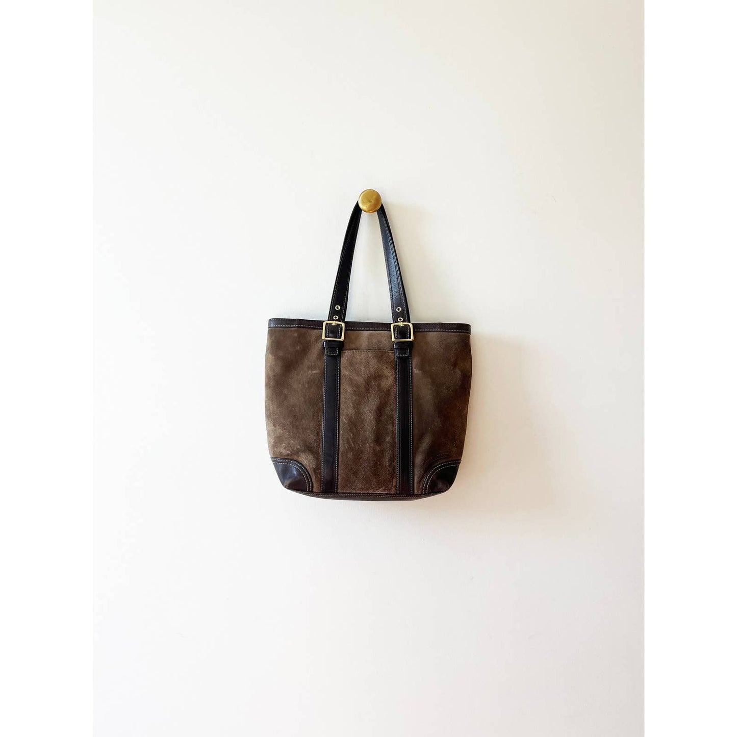Vintage Coach Brown Suede Leather Top Handled Bag