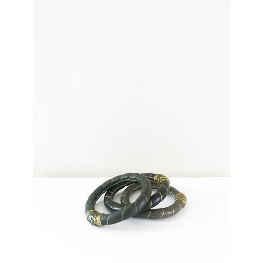 Leather & Brass Bangles  Set of 3