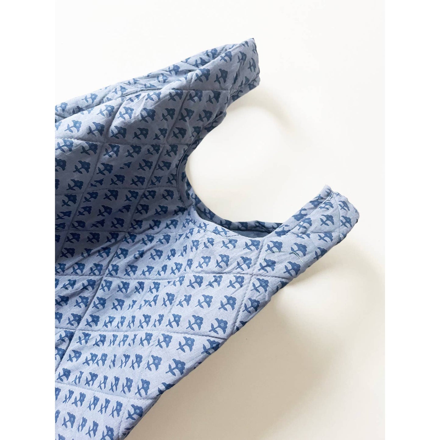 Blue Boho Print Quilted Mini Grocery Bag