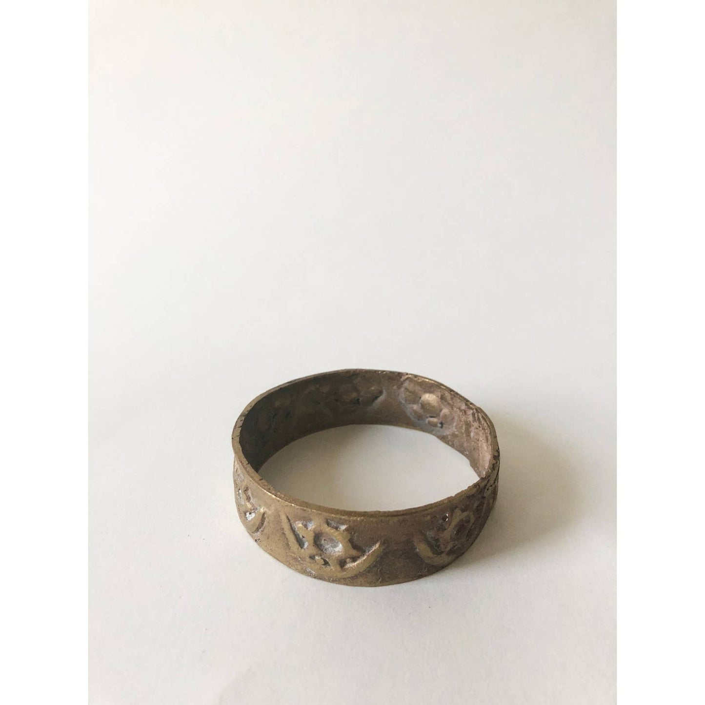 Vintage Brass Bangle Bracelet w/ Hyroglific Eye Design