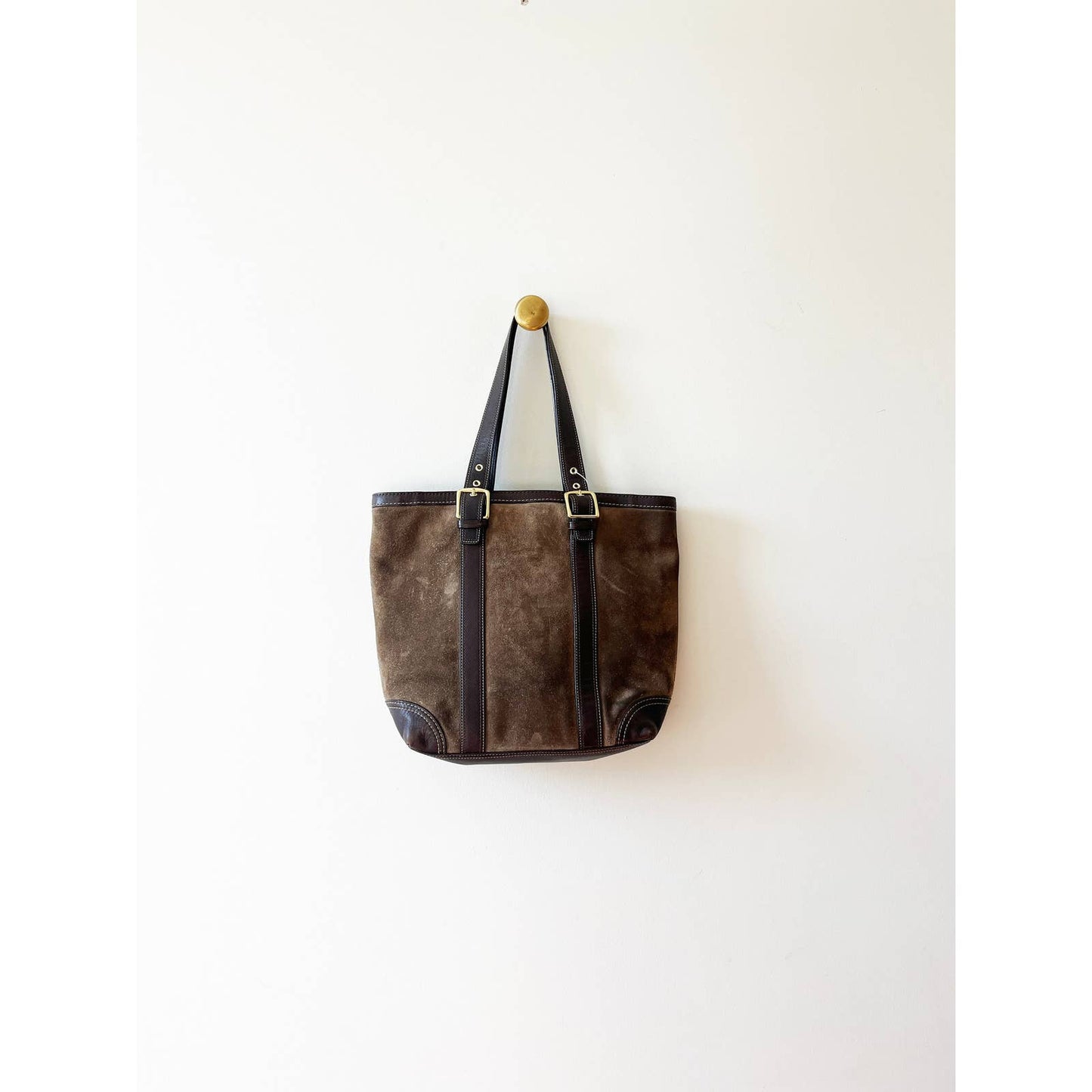 Vintage Coach Brown Suede Leather Top Handled Bag