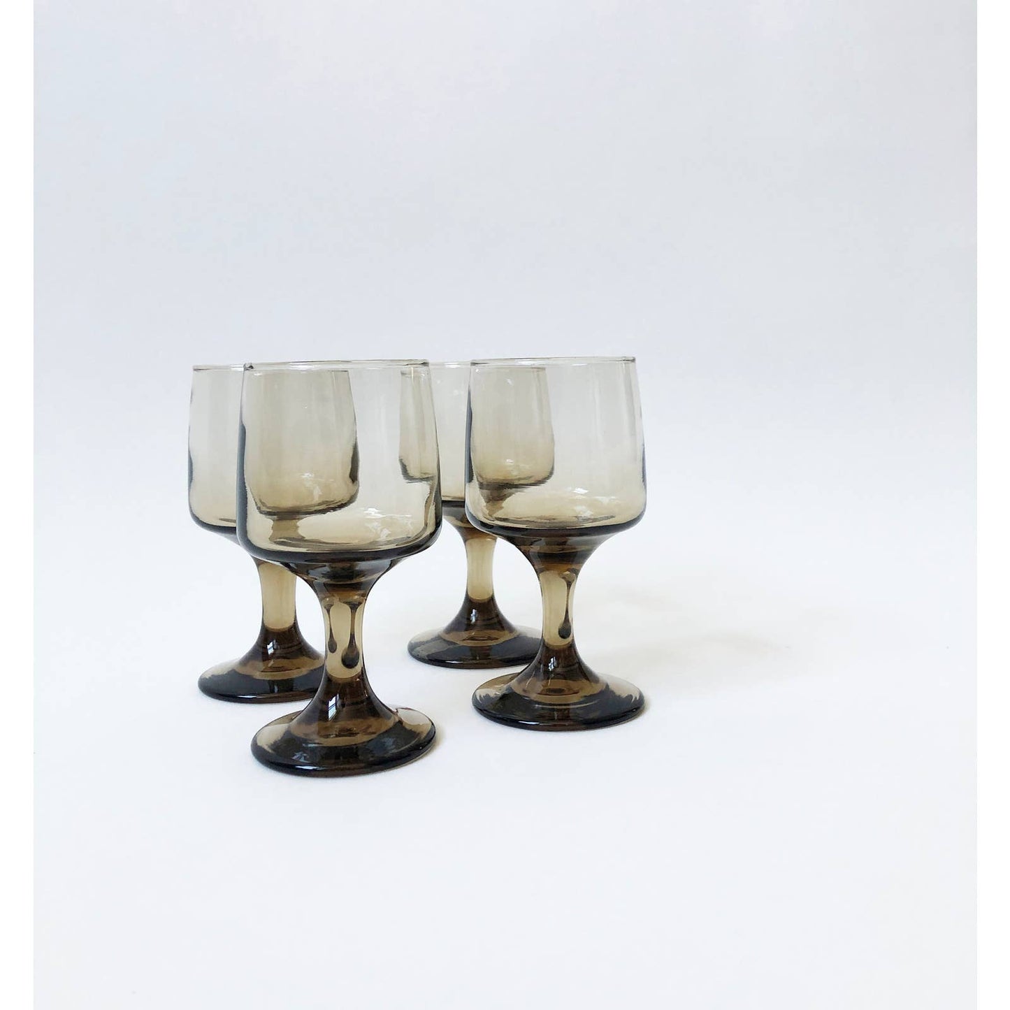 Set of 4 Vintage Grey Smoke Glasses