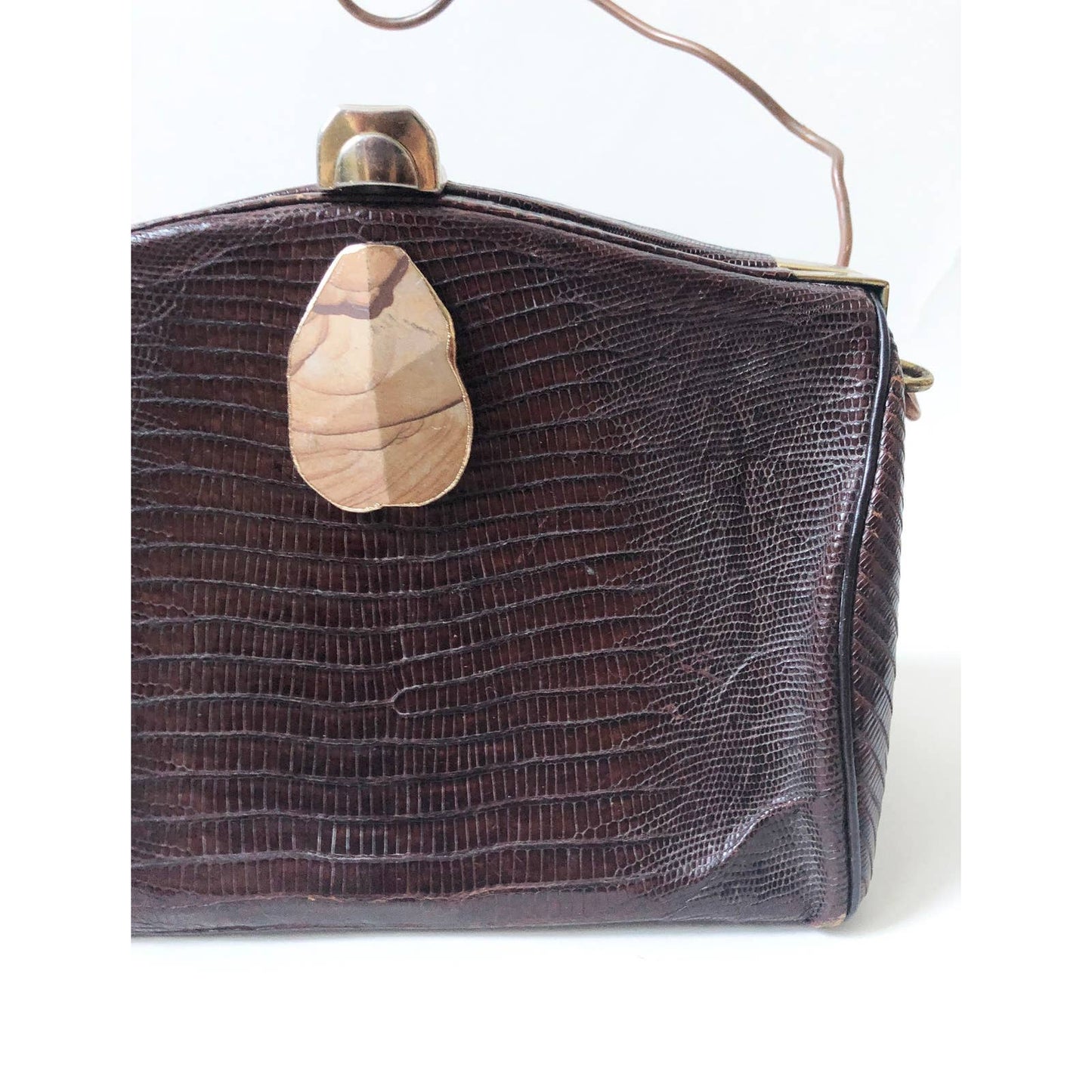 Boho Vintage Leather Skin Handbag 1940 Sculptural Purse