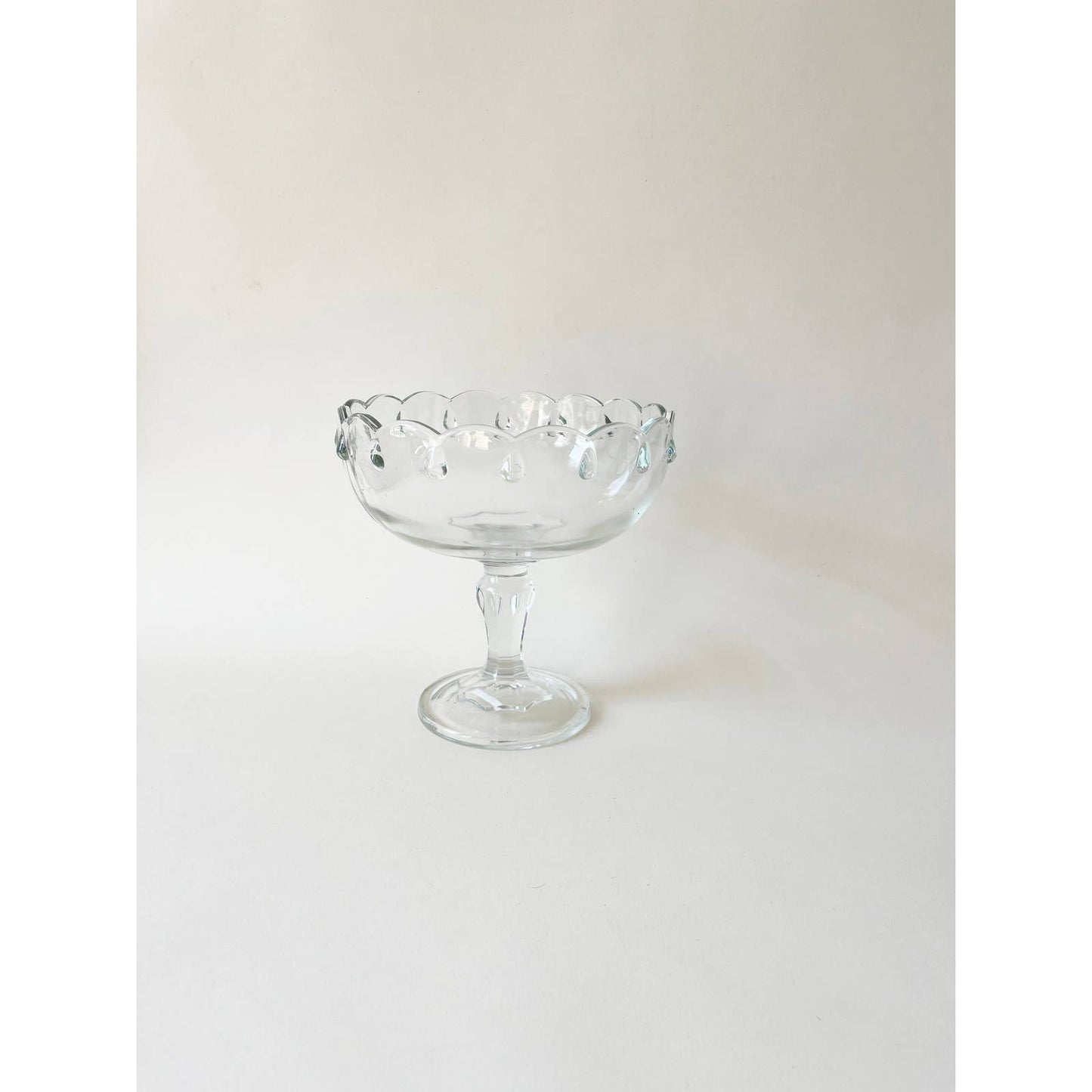 Vintage Clear Glass Classic Pedestal Bowl