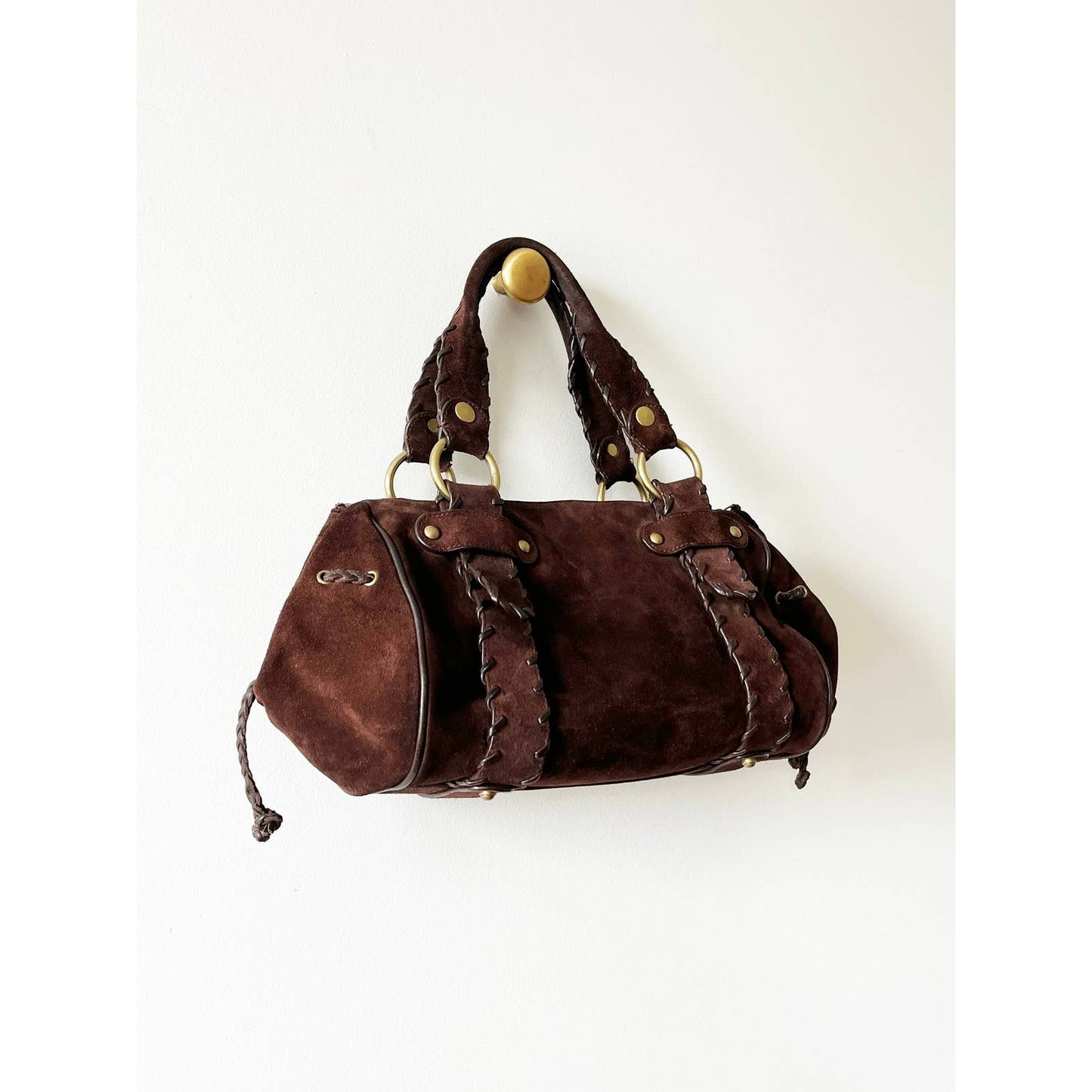 Brown Suede Boho Handbag Shoulder Bag