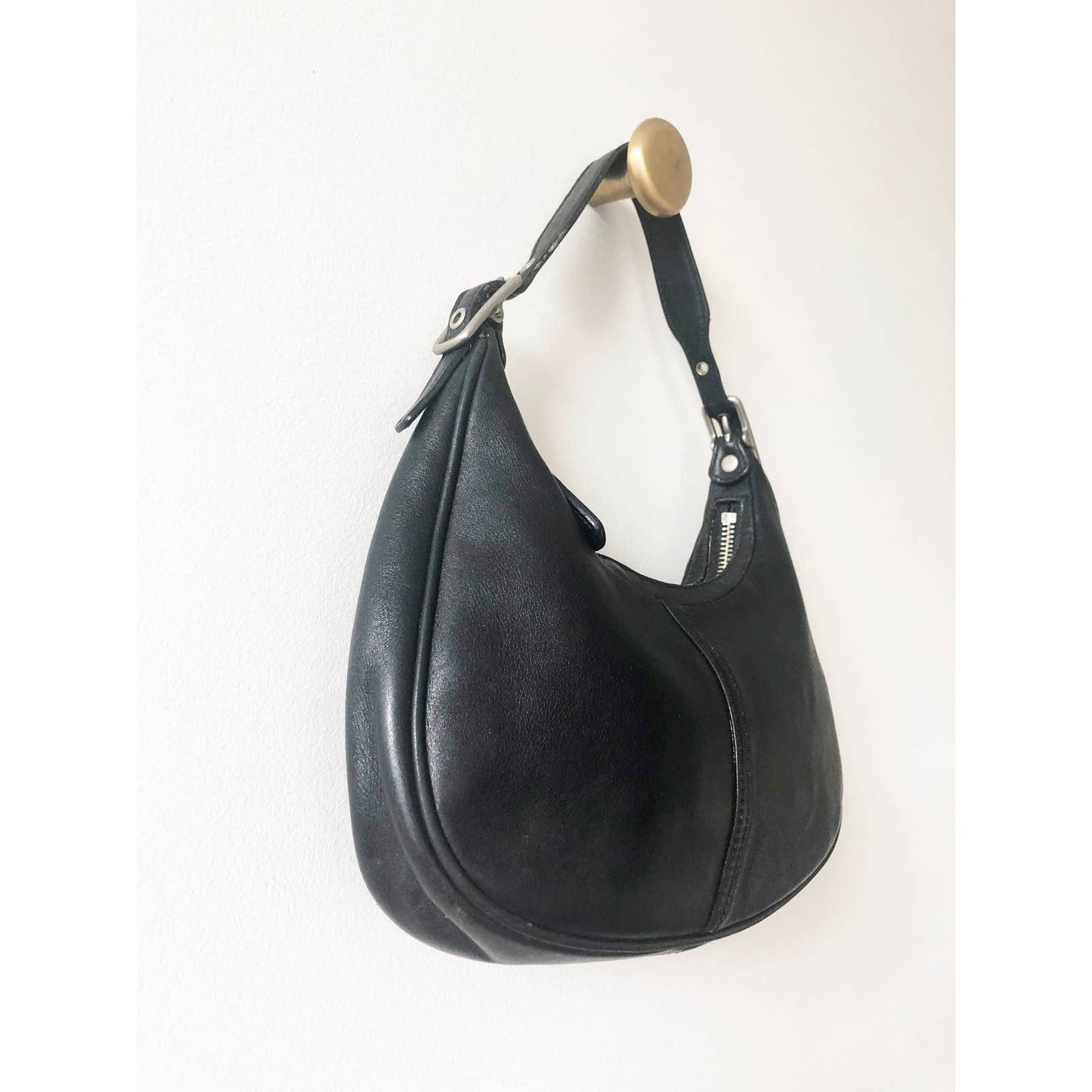Vintage Black Coach Shoulder Bag | Silver Buckle Ergo Style Coach Bag | Y2k Modern Purse