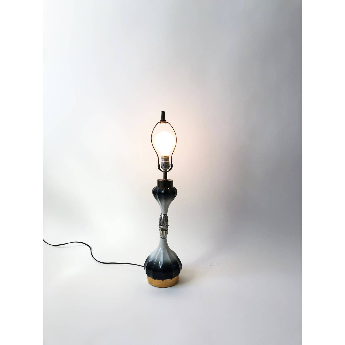 Ceramic Black and White Ombre Lamp - Vintage