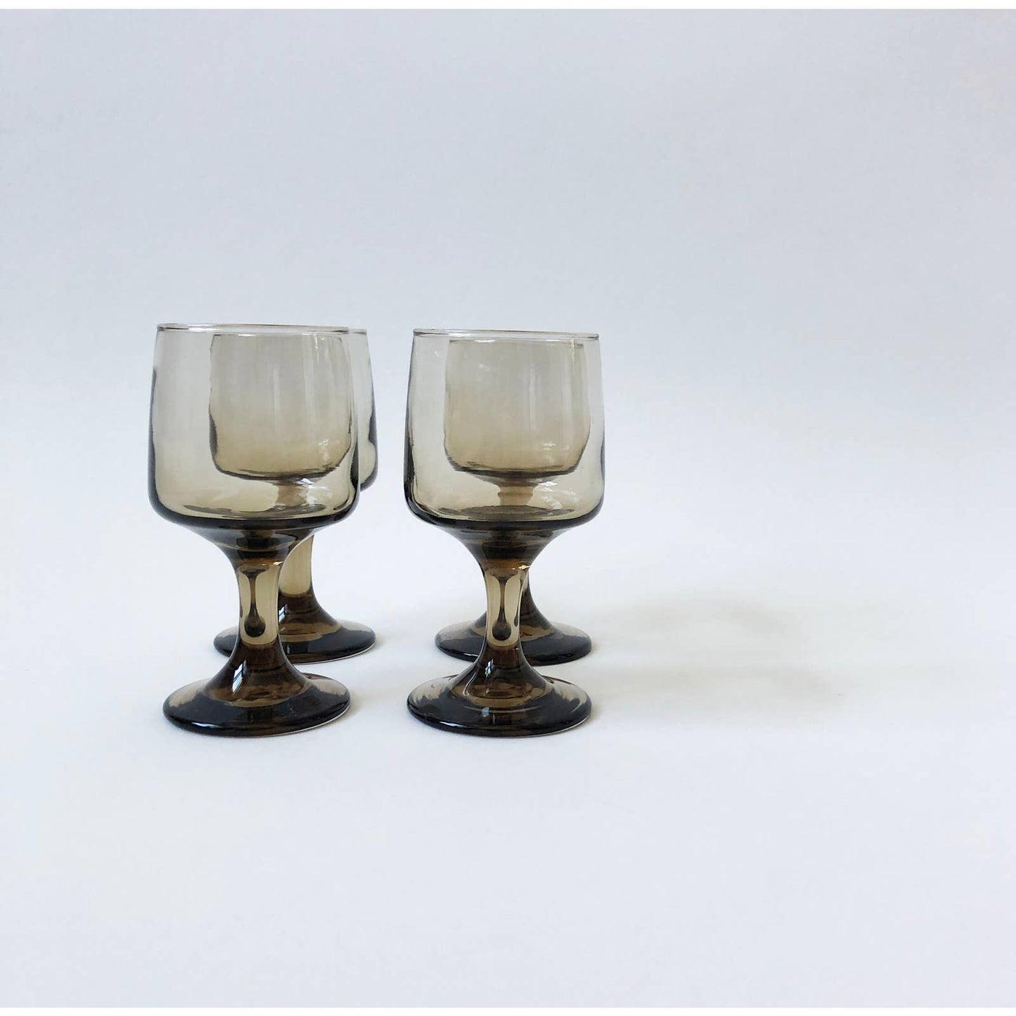 Set of 4 Vintage Grey Smoke Glasses