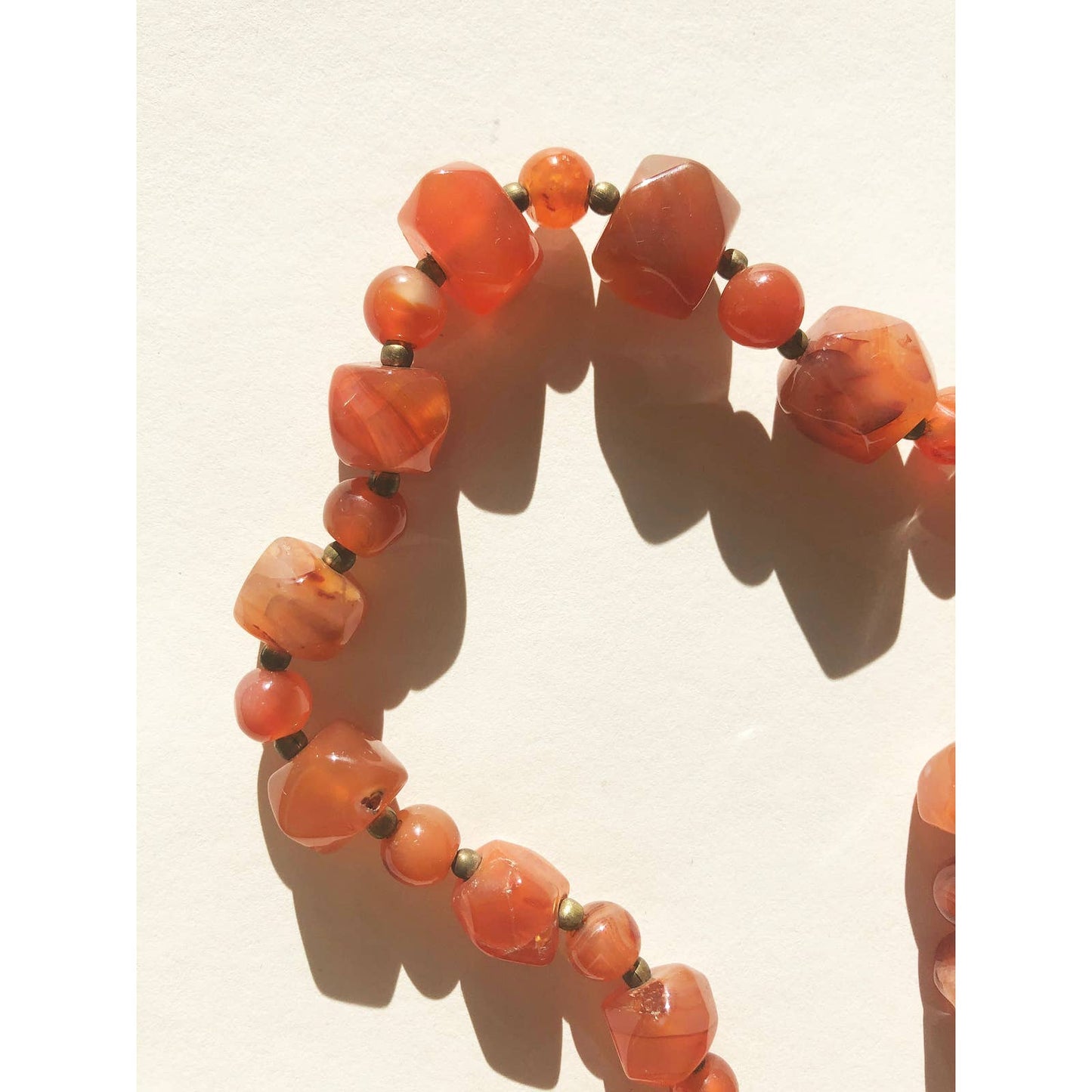 Vintage Beaded Orange Carnelian Stone Necklace