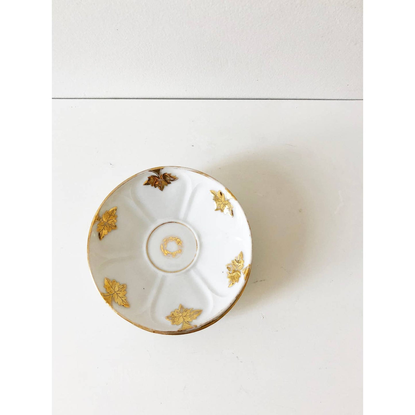 Vintage Ceramic Small Saucer Plates w/ Gold Detailing Set of 3
