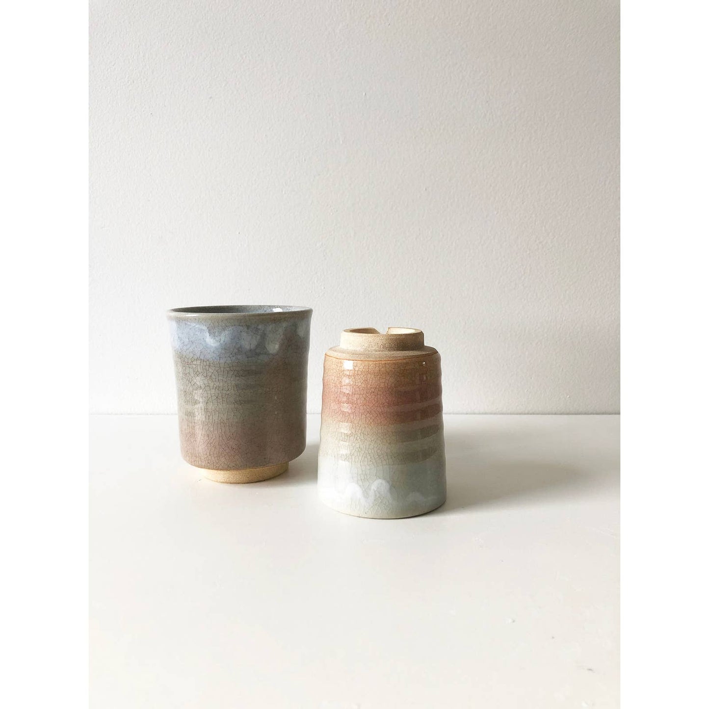 Vintage Handcrafted Ceramic Pastel Small Vases