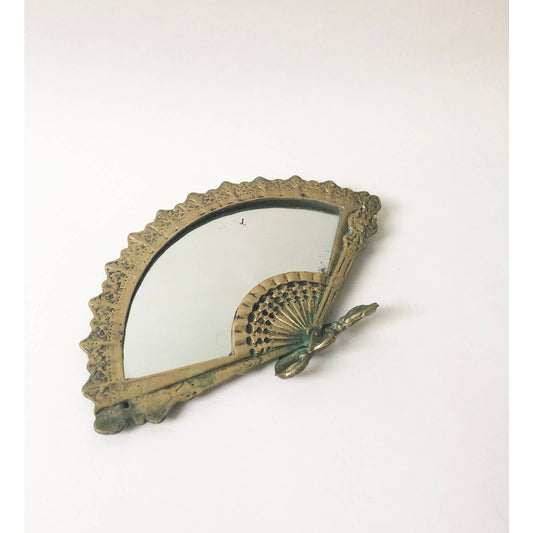 Vintage Brass Table Top Fan Mirror