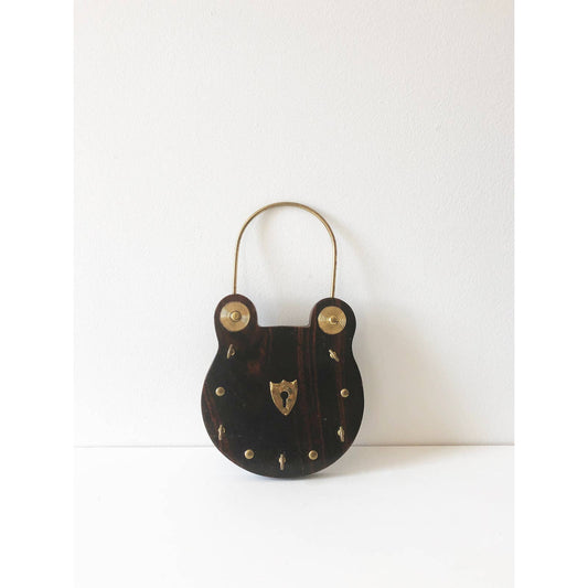 Vintage Lock Shape Brass Key Ring