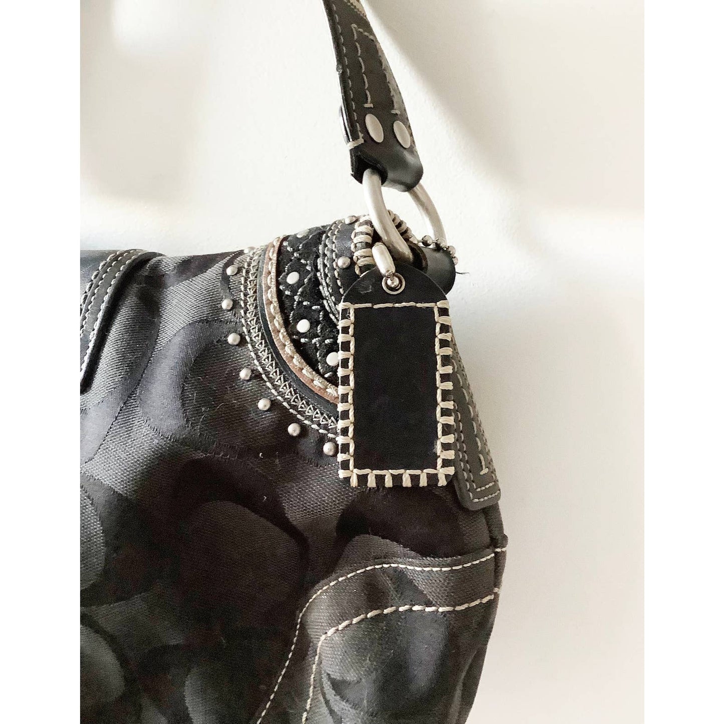 Vintage Y2k Coach Purse | Saddle Buckler Black Leather Shoulder Bag | Coach Logo Bag