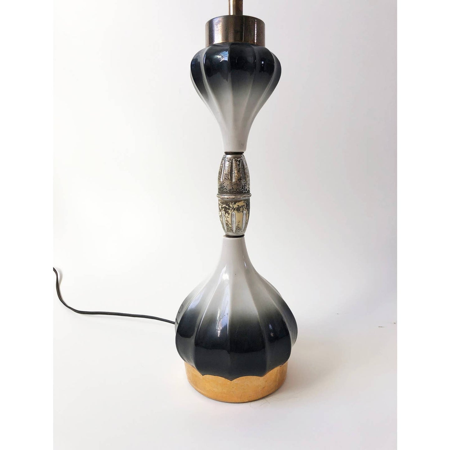 Ceramic Black and White Ombre Lamp - Vintage