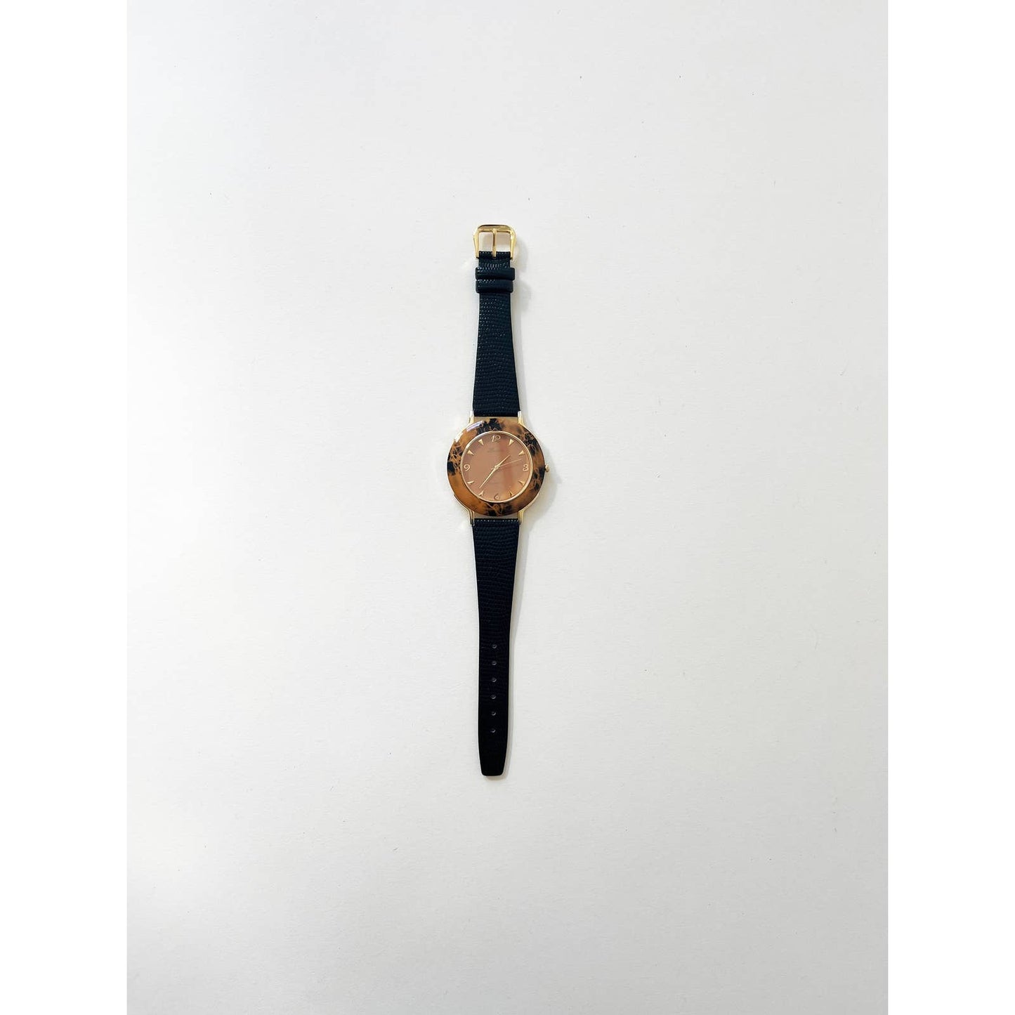 Large Face VintageTortoise Shell Gold Watch