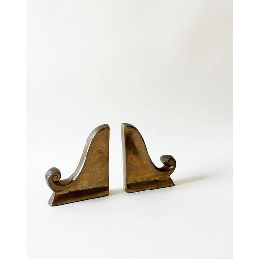 Solid Brass Scrolled Book Ends