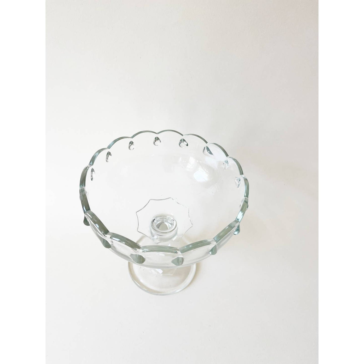 Vintage Clear Glass Classic Pedestal Bowl