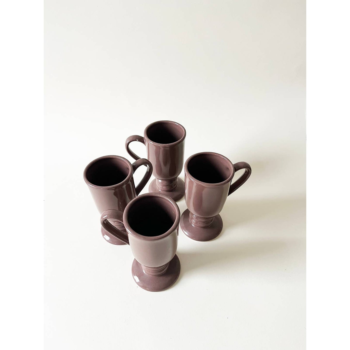 Vintage Mauve Ceramic Mugs - Set of 4 Cafe Cups