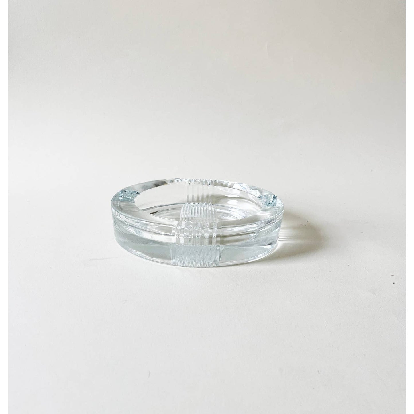 Vintage Glass Circular Ashtray Clear Tray