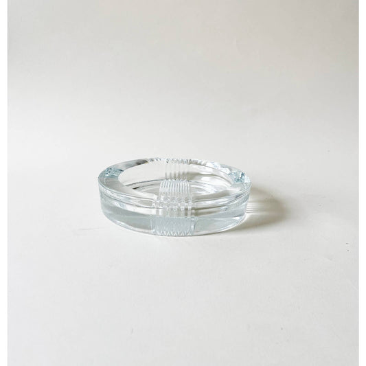 Vintage Glass Circular Ashtray Clear Tray