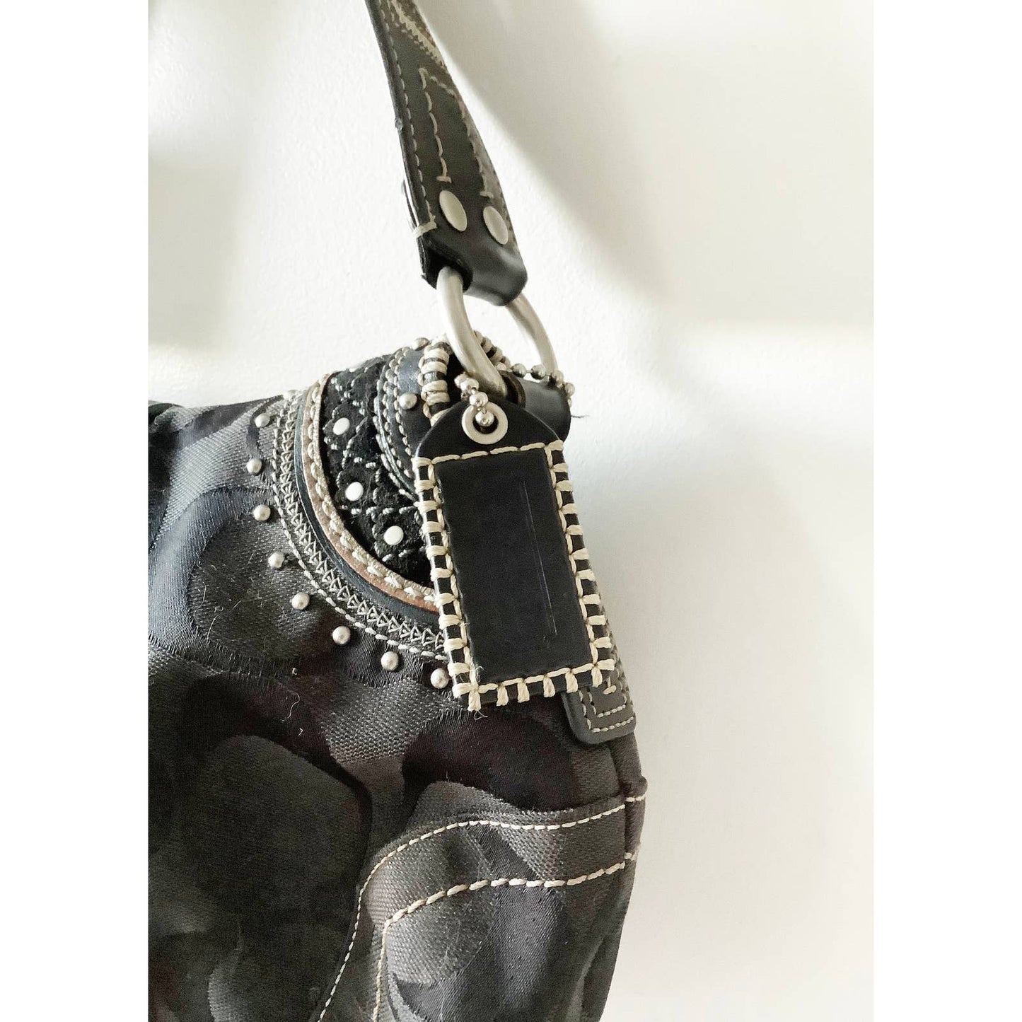 Vintage Y2k Coach Purse | Saddle Buckler Black Leather Shoulder Bag | Coach Logo Bag