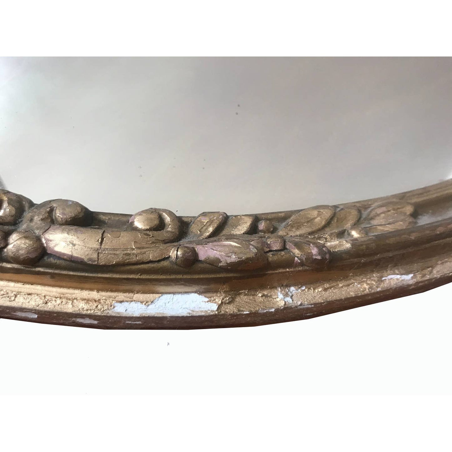 Antique Floral Gold Gilded Round Mirror