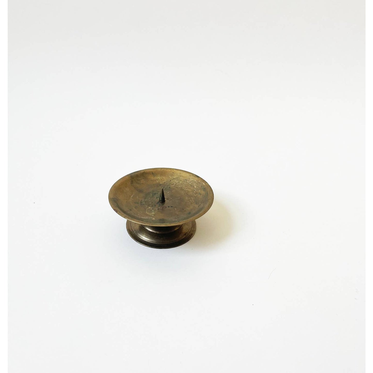 Vintage Brass Pillar Candlestick Holder with Spike