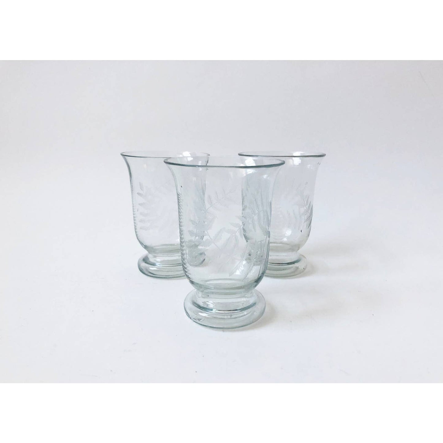 Vintage Embossed Leaf Tumblers | Set of 3 Vintage Glassware
