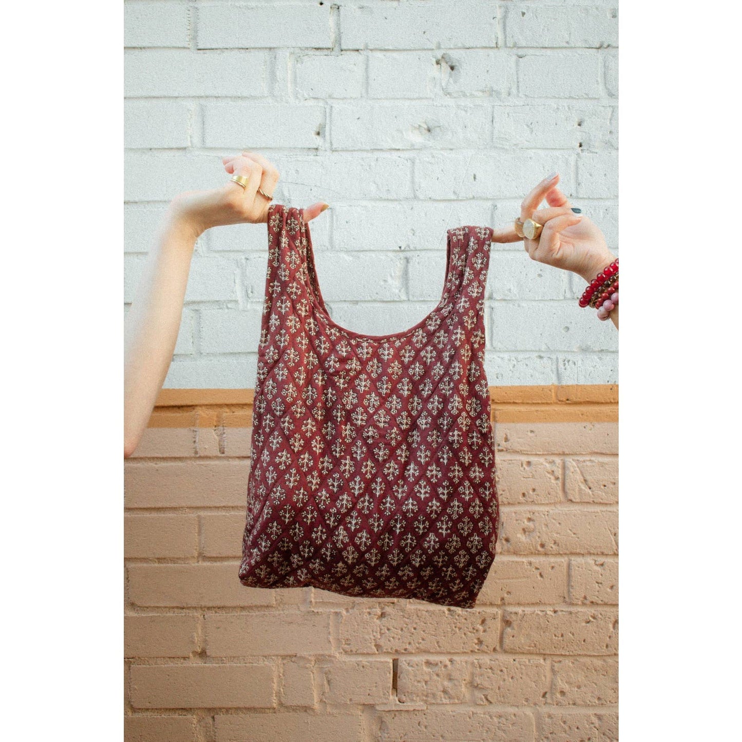 Brown Boho Print Quilted Mini Bag