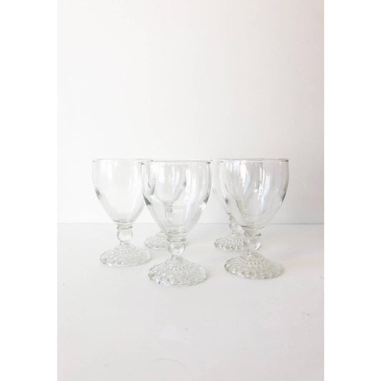 Decorative Mini Shot Clear Wine Drinking Glassed - Set of 5 - Vintage