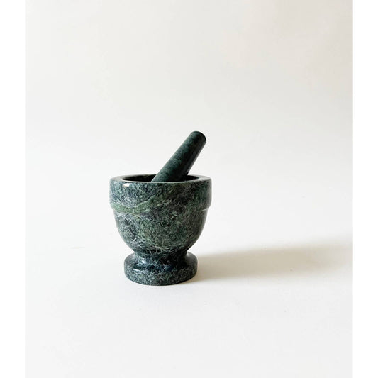 Vintage Green Marble Mortar and Pestle