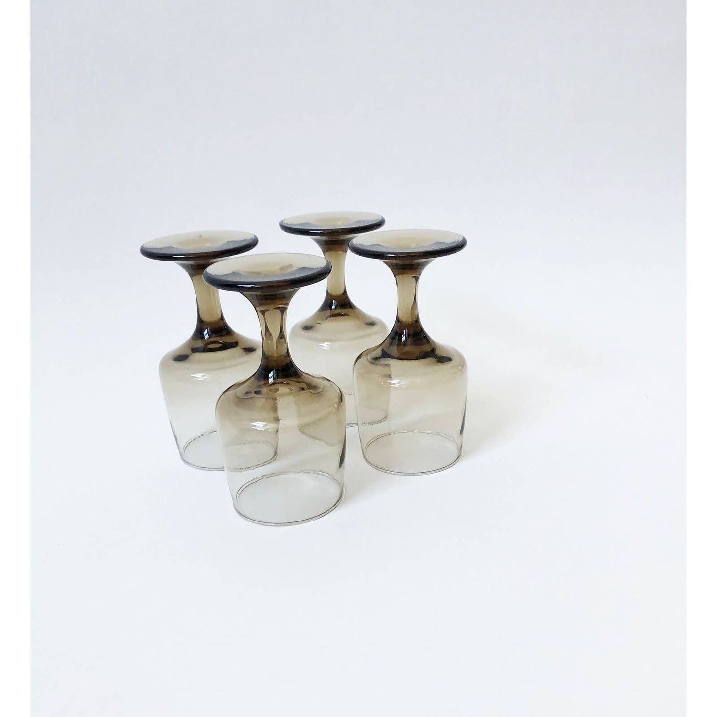 Set of 4 Vintage Grey Smoke Glasses