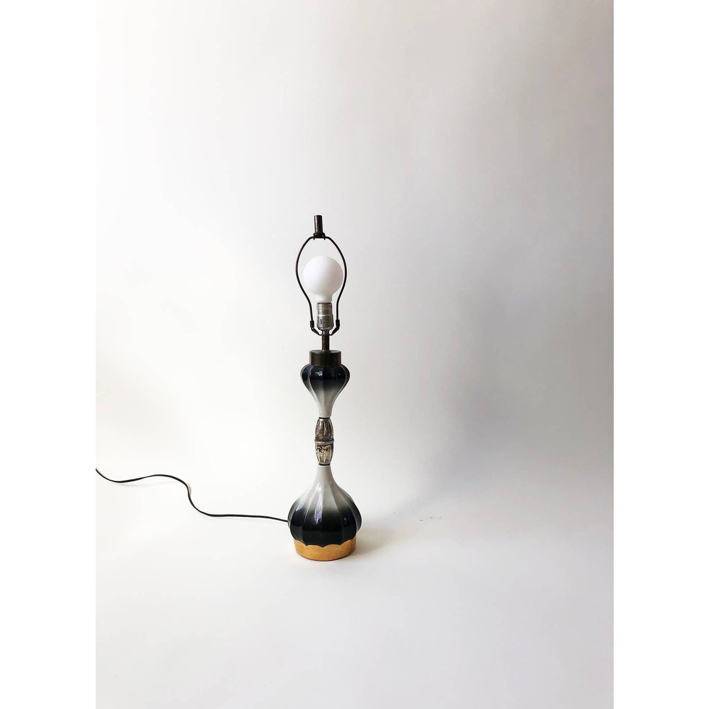 Ceramic Black and White Ombre Lamp - Vintage