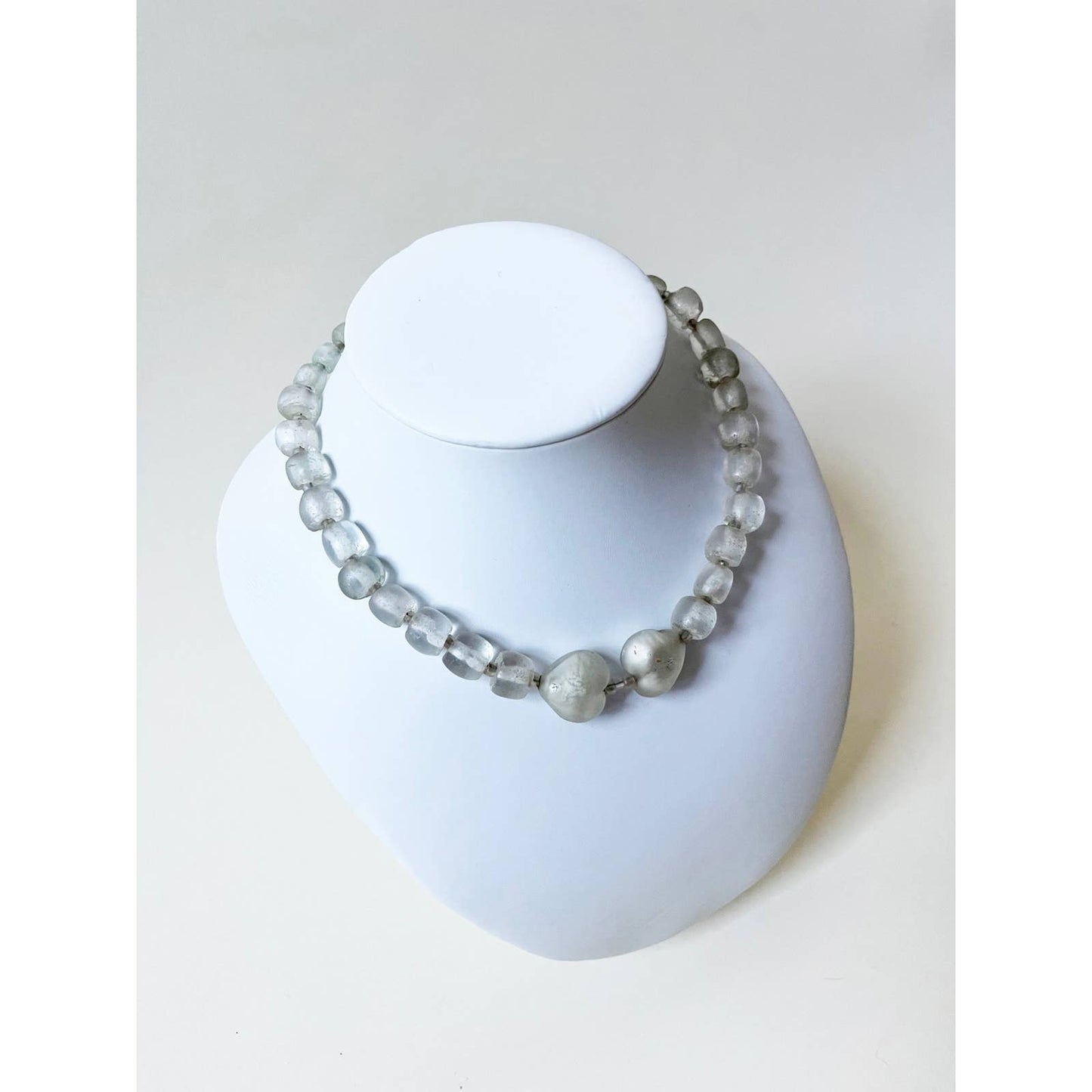 Vintage Clear Glass Beaded Choker Necklace