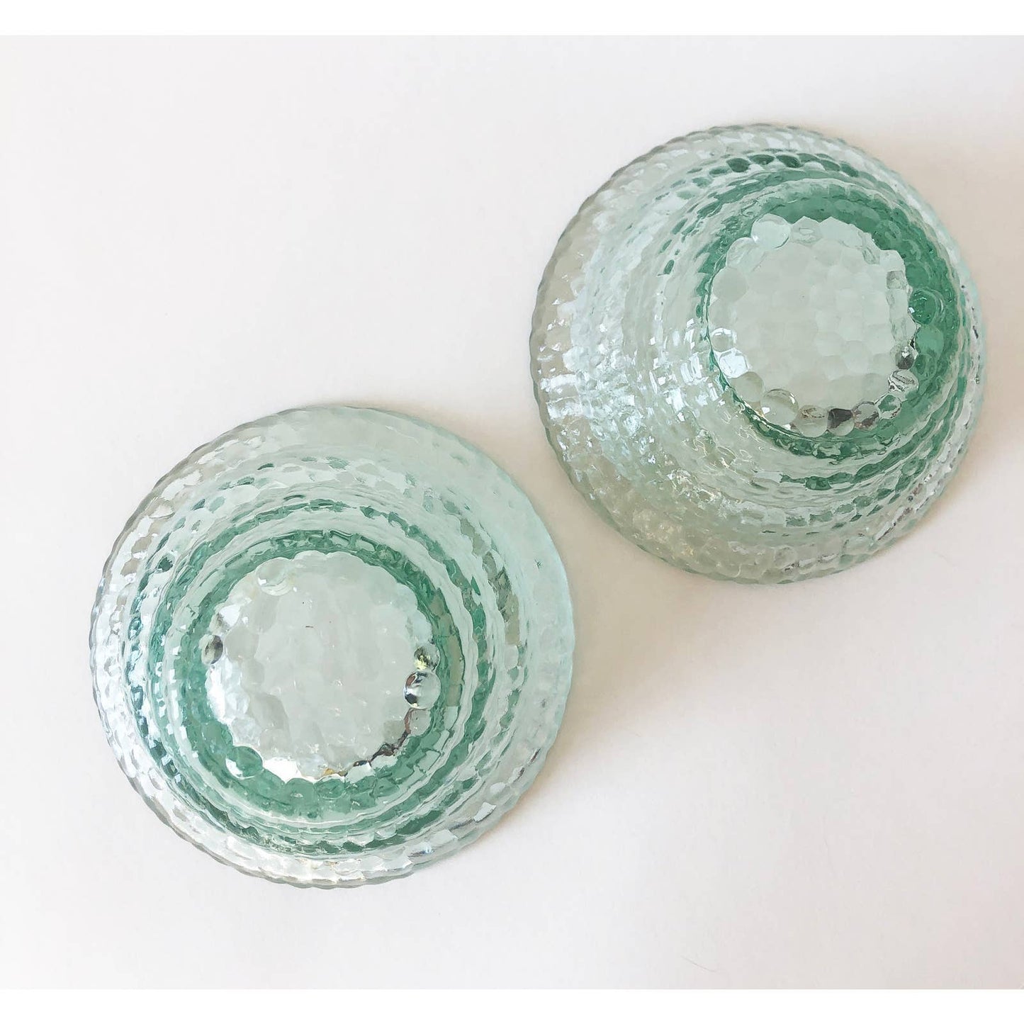 Vintage Textural Aqua Glass Bowls - Set of Two